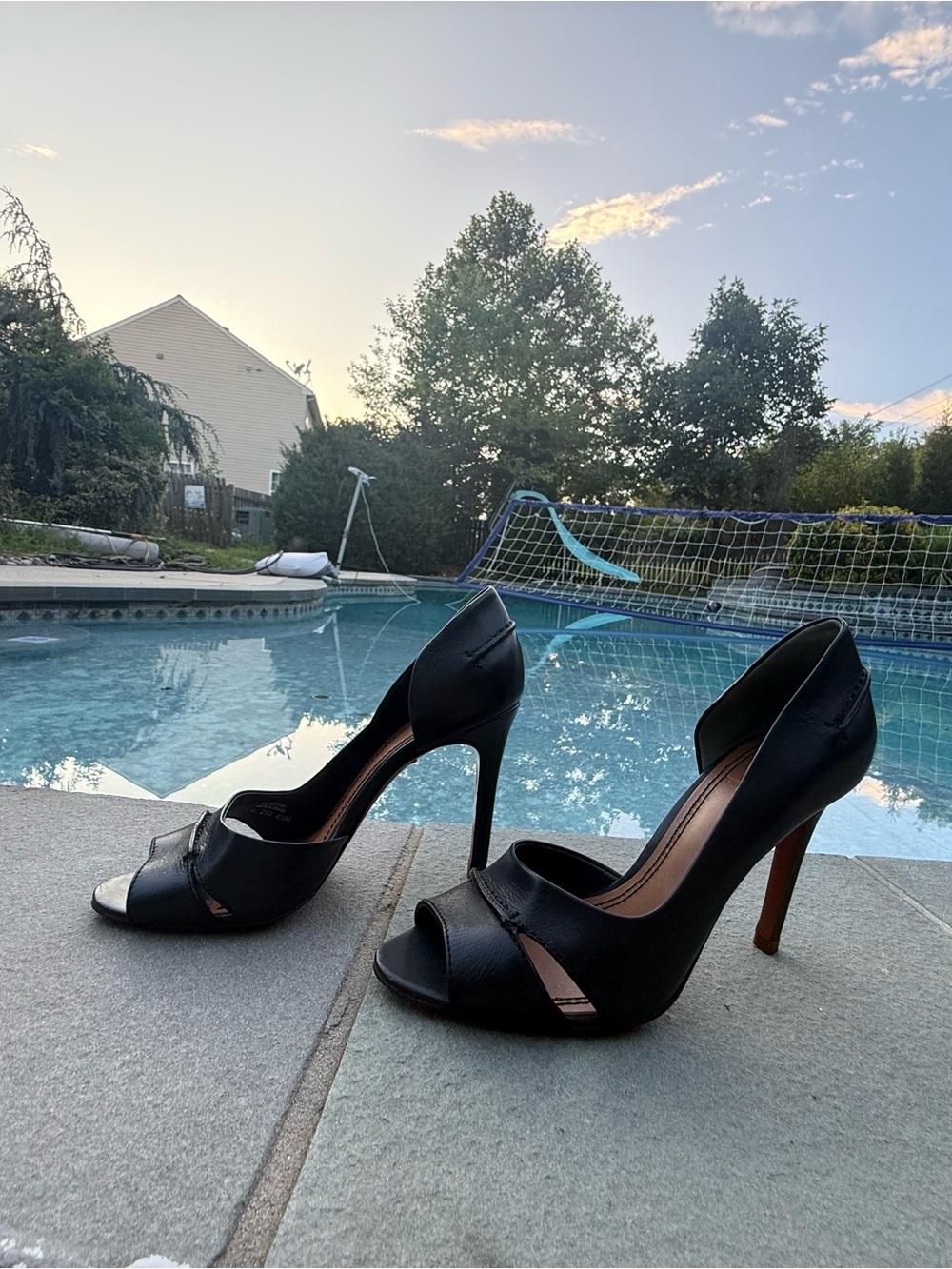 Tory Burch Black Peep-Toe leather women’s high heels shoes size 6.5